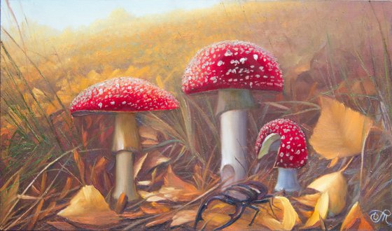 Landscape with fly agarics