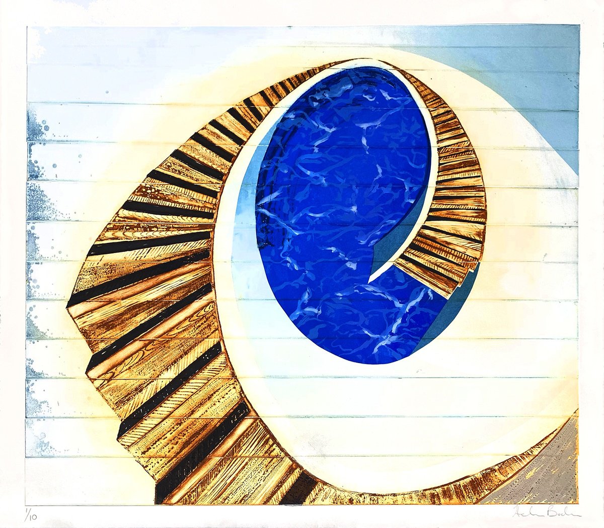 Geometric Cityscapes Etchings & Engravings By Helen Boden, 26 X 22, A Step Forward, Original Artwork