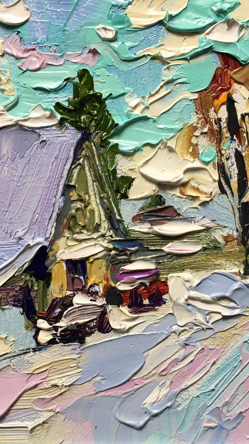 Village Winter Miniature by Ole Karako