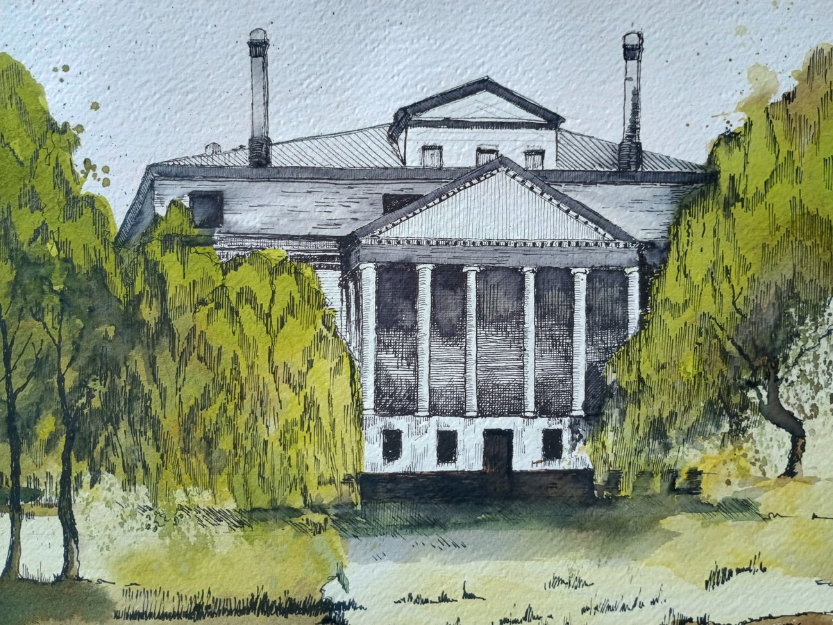 Impressionistic Ink Drawing , La Malcontenta By Flavio Furlan, 15 X 11, Artwork For Sale On Artfinder