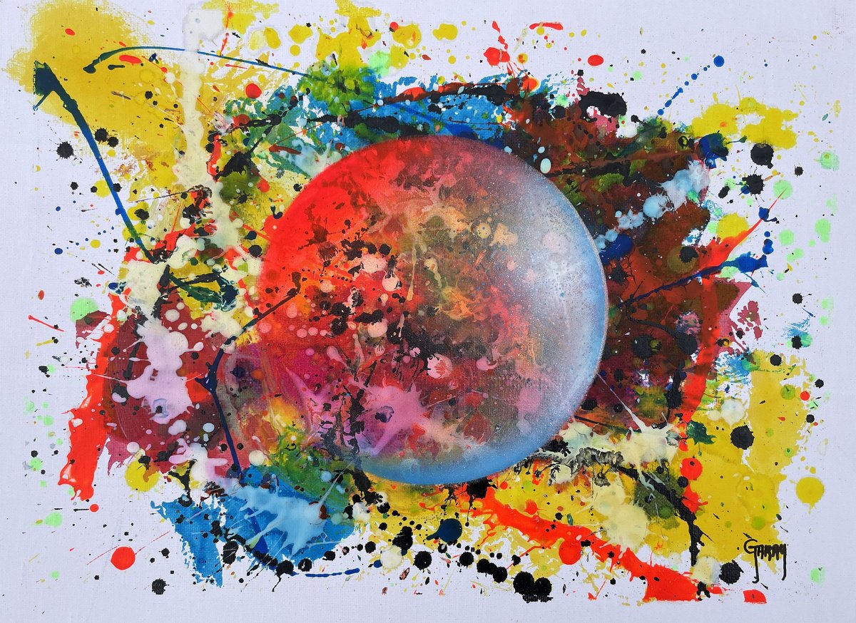 Abstract Acrylic Painting By Juan Jose Garay, 16 X 20", Ave Fenix 009, Original Artwork