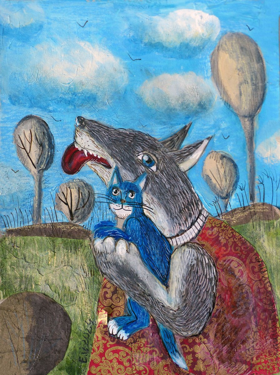 Surrealistic Painting , Enchanted Pilgrim By Elizabeth Vlasova, 9 X 12, Artwork For Sale On Artfinder