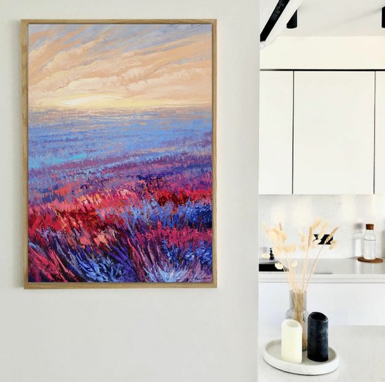 Pink Field at Sunrise 70x100cm