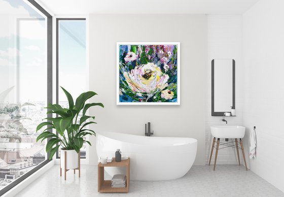 Blooms Of White - Floral Painting by Kathy Morton Stanion