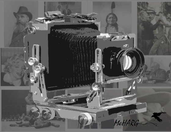 Old Bellows Camera ..... ink and collage