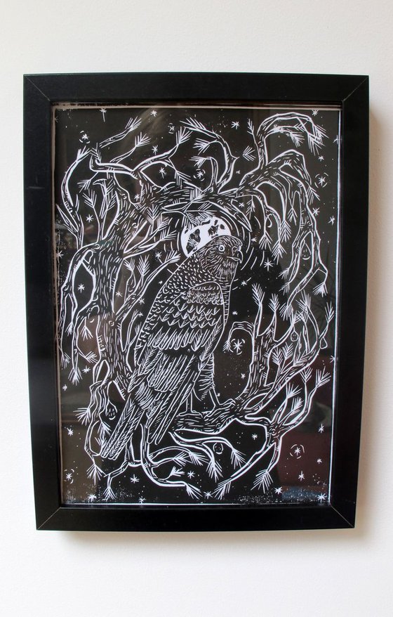 Night Hawk, Limited Edition Woodcut Print