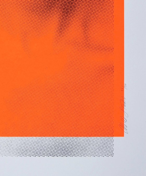 Biting lip in Neon Orange - Screenprint 42x59,4cm - Limited Edition