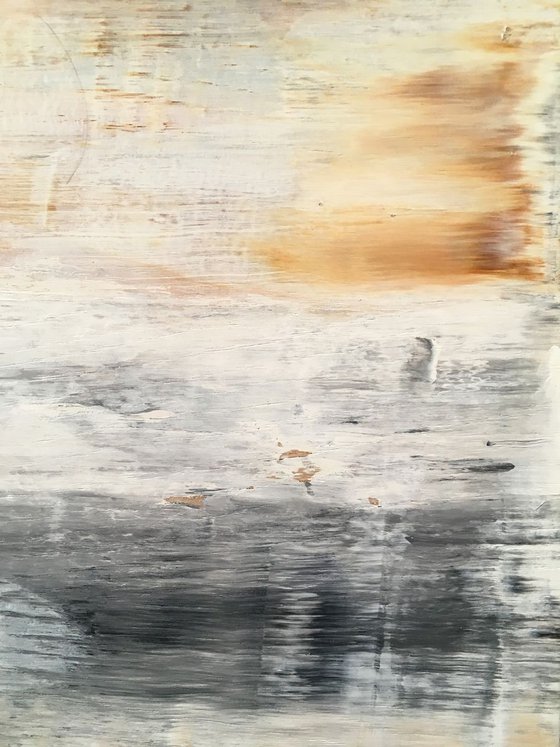 "Whisper" - Original PMS Abstract Acrylic Painting On Reclaimed Wood - 14" x 13.5"