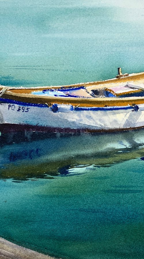 Boat at the pier #2 by Eugenia Gorbacheva