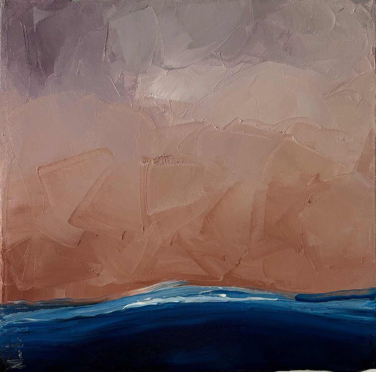 Expressive Oil Painting , Twilight Over The Quiet Horizon Sea By Daniela Nocito, 12 X 12, Artwork For Sale On Artfinder