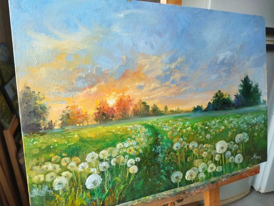 Landscape with dandelions