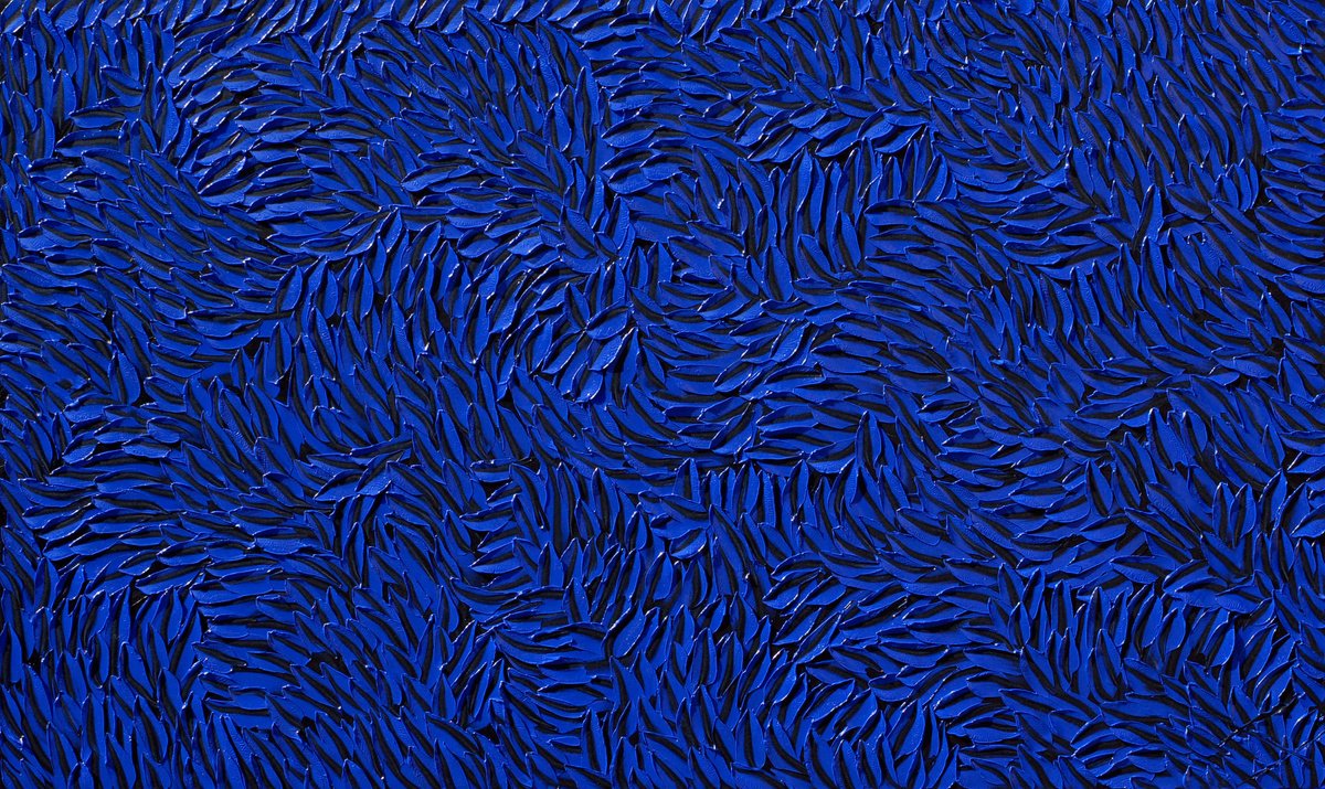 Organic Abstract Oil Painting By Bill Stone, 60 X 36, Cobalt Sea, Original Artwork