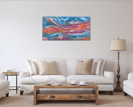 Eternal battle II, work of art inspired by the sky, 120x60 cm
