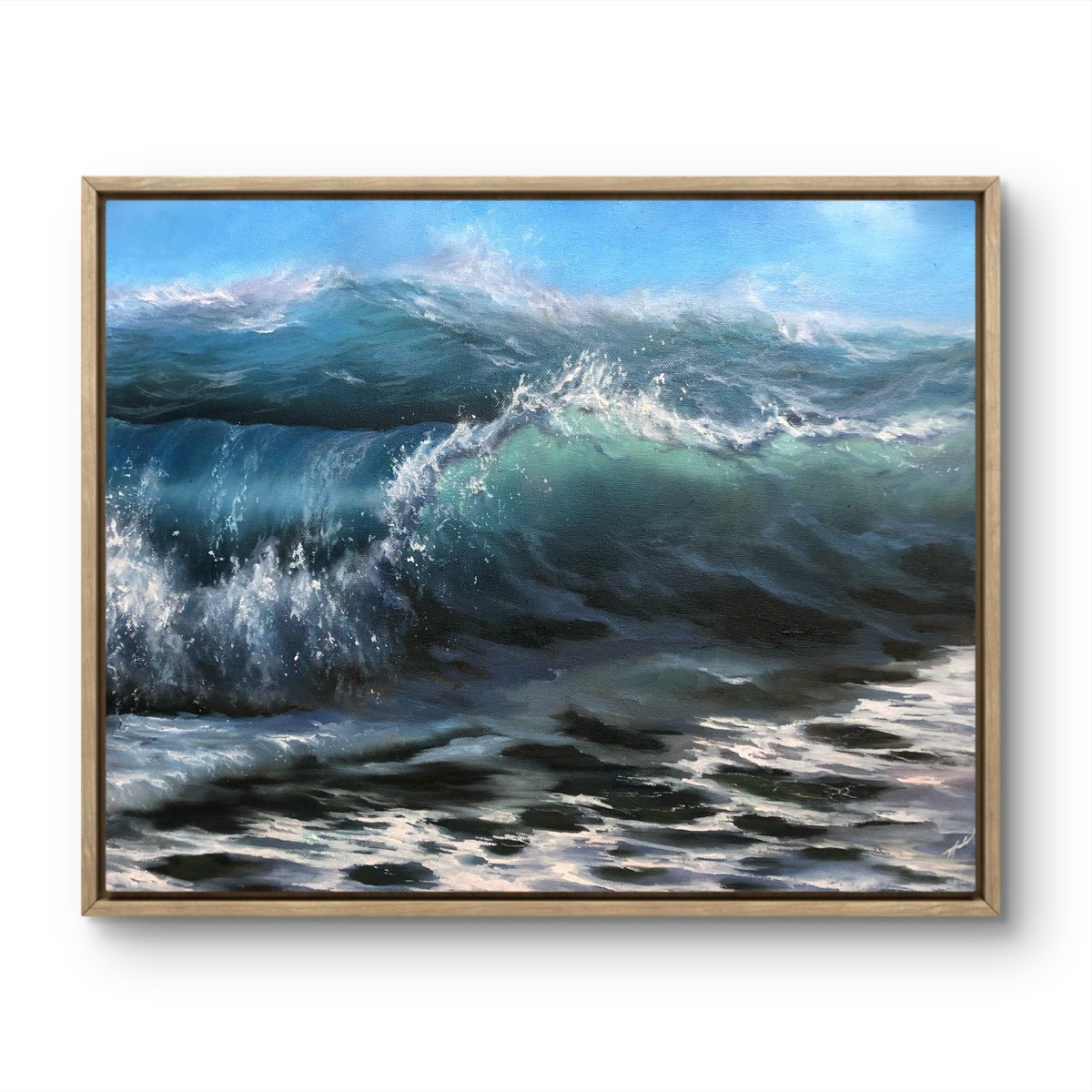 Photorealistic Landscape Oil Painting By Alesia Yeremeyeva, 20 X 16, Sea-Glass, Original Artwork