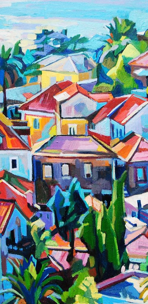 Coastal town/ 74,6x64,8x2cm by Maja Đokić Mihajlović