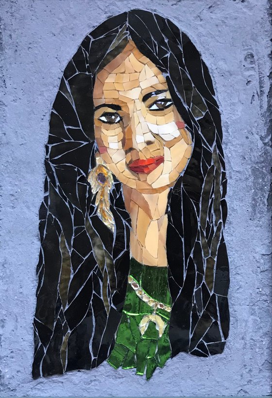Mosaic of glass  Women Portrait