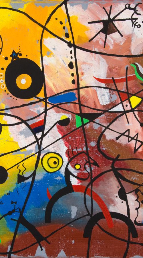 Nonsense, Originalabstract painting inspired by Joan Miro, Wall art, Ready to hang by WanidaEm