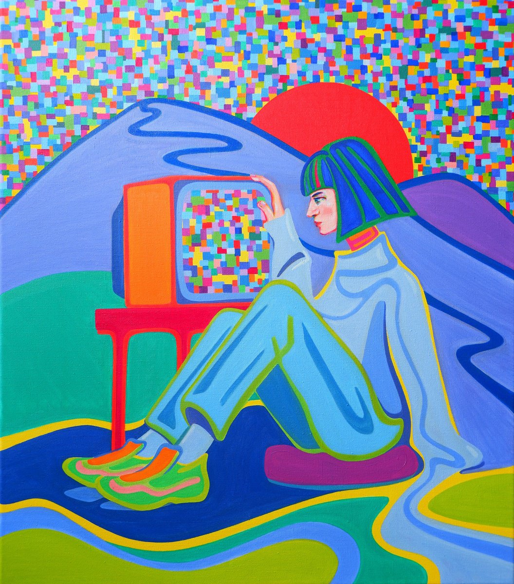 Surrealistic Landscape Oil Painting By Van Lanigh, 28 X 31", Under Control, Original Artwork