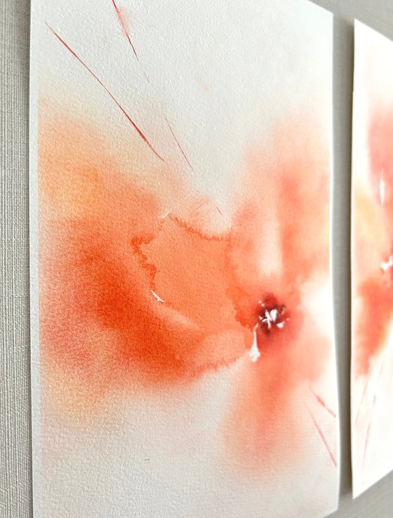 Poppy flowers diptych