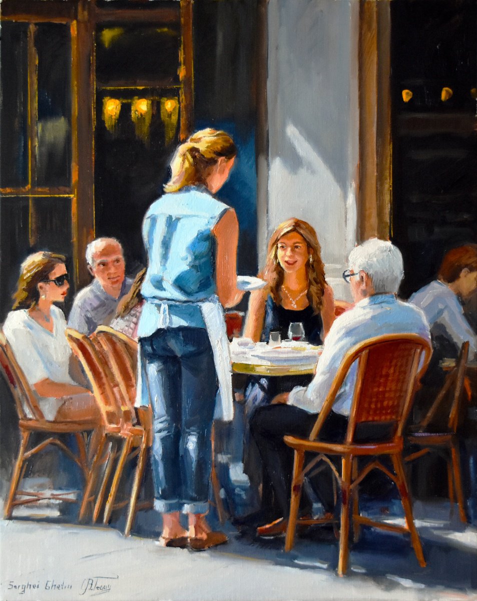 Impressionistic Portrait Oil Painting By Serghei Ghetiu, 16 X 20", A Summer Day, Original Artwork