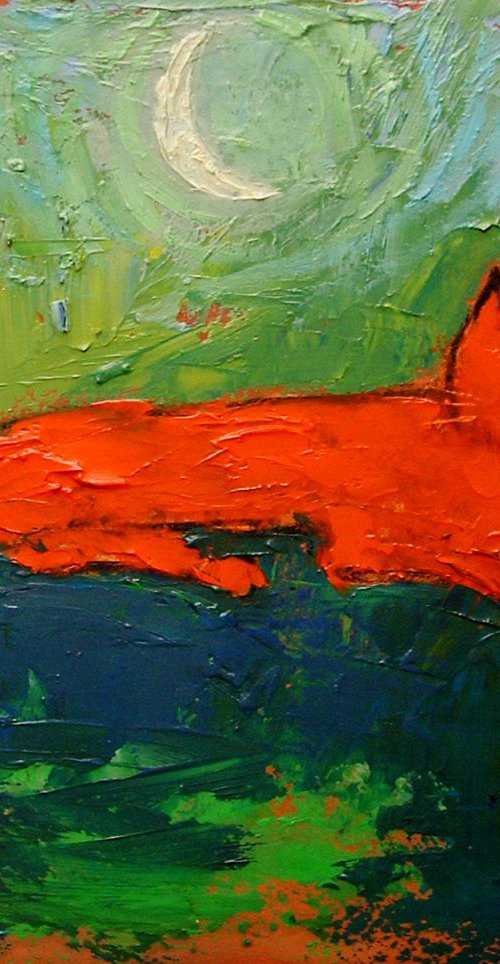 Big Orange Cat In The Moonlight by Rick Paller
