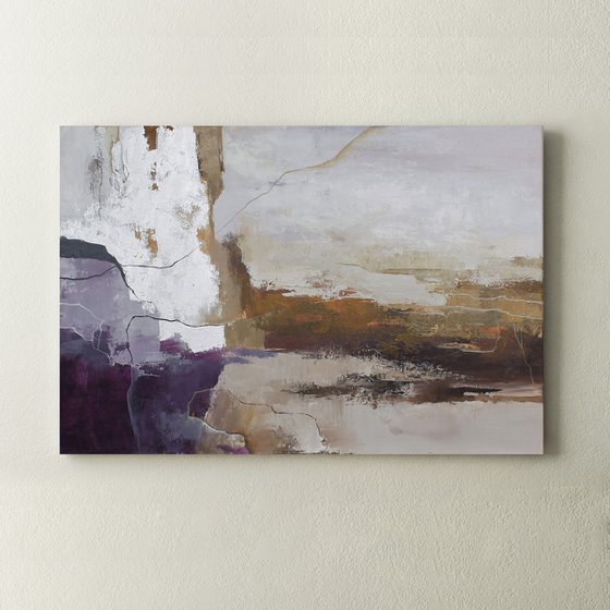 "Infinite" Purple brown silver abstract art