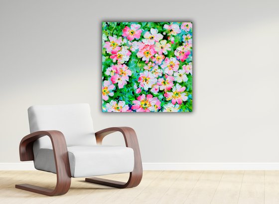 Wild White and Pink Roses