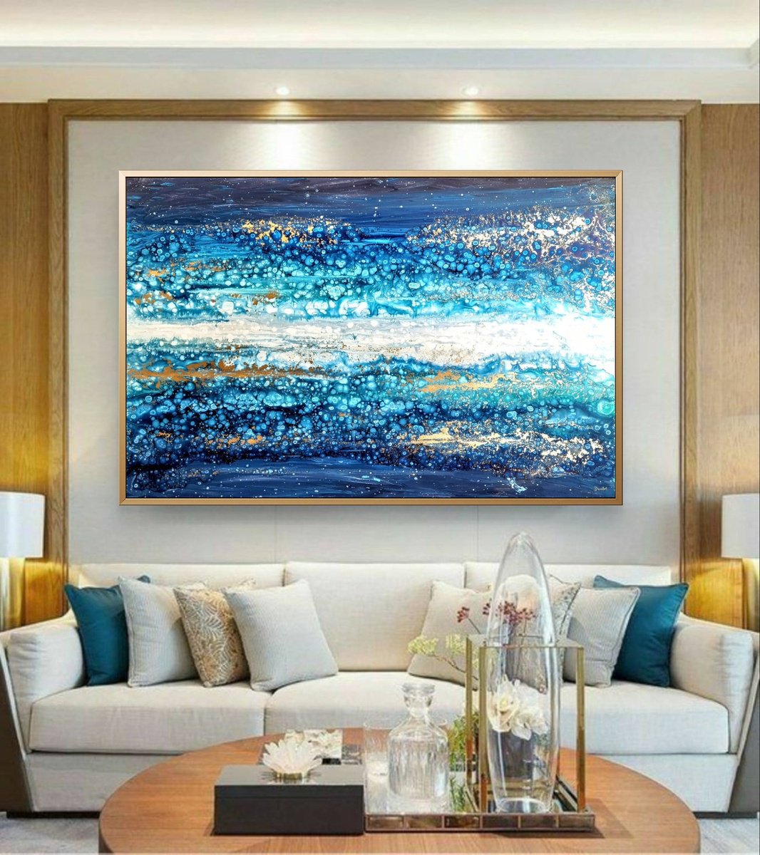 Organic Abstract Acrylic Painting By Eleni Denart, 59 X 39, Folegandros, Original Artwork