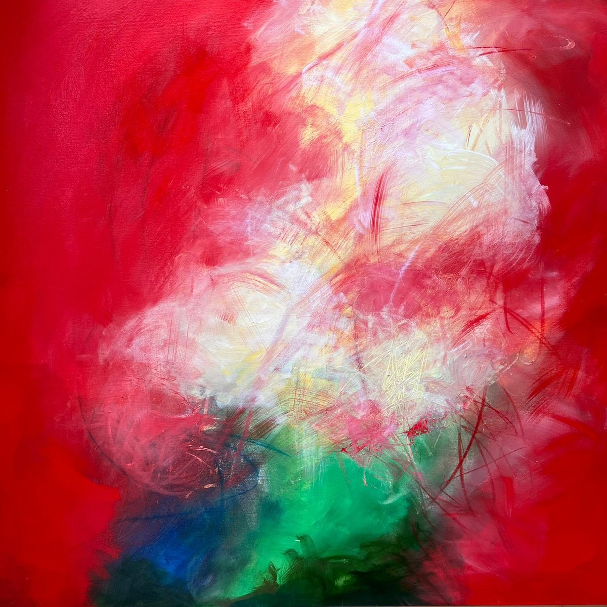 Abstract Acrylic Painting By Shabs Beigh, 40 X 40", Autumn Abstract, Original Artwork