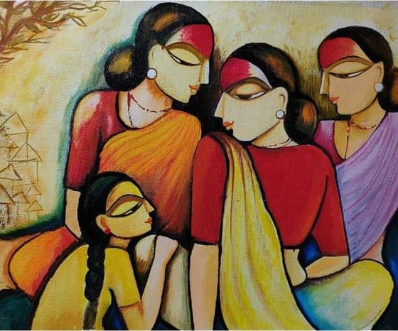Rituals , Original Acrylic Painting, 2022, Indian Folk Painting