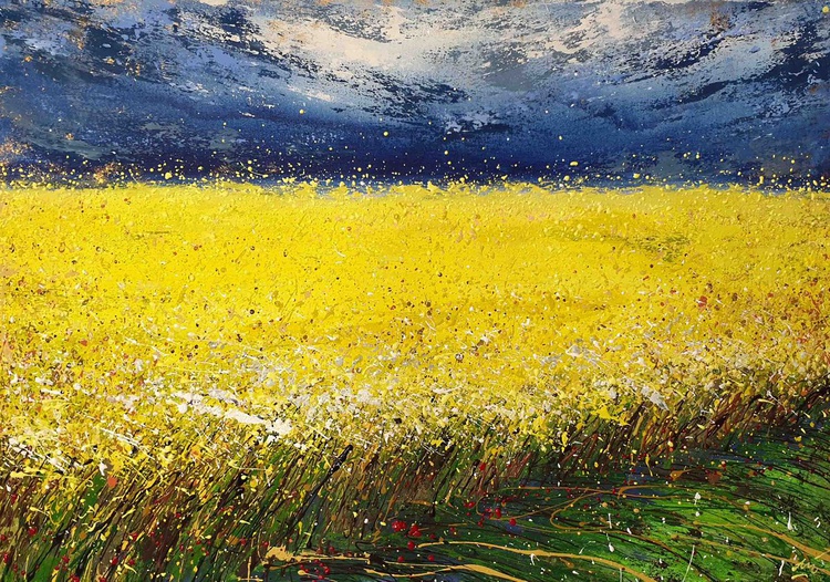 Wheat Field Painting Vintage Landscape Landscape Artfinder