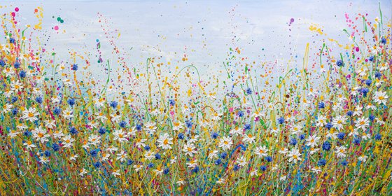Daisies and cornflowers - Summer meadow painting