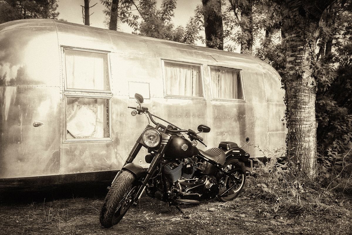 HARLEY AND AIRSTREAM by Andrew Lever