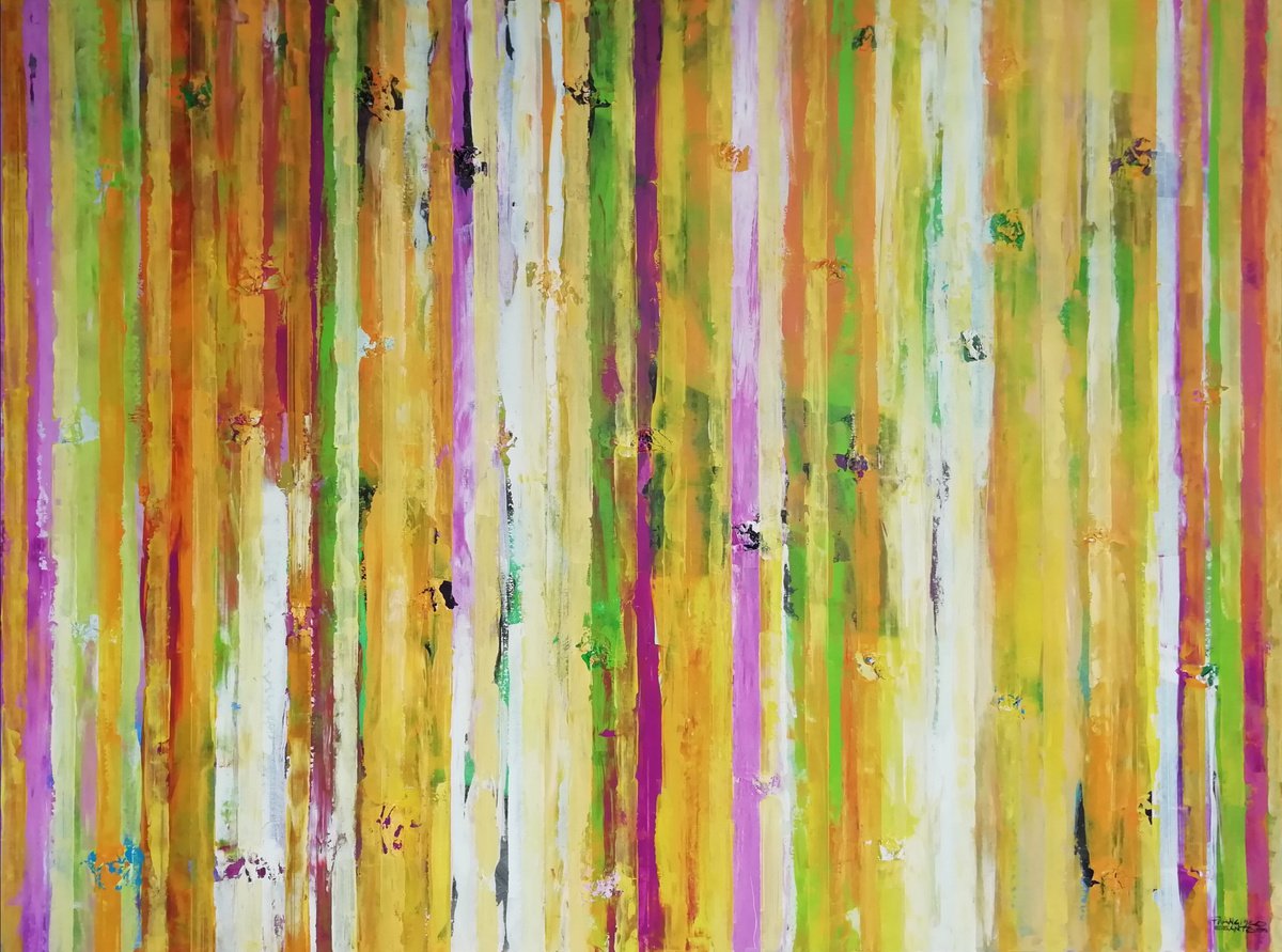 Organic Abstract Acrylic Painting By Francisco Santos, 79 X 59, The First Time, Original Artwork