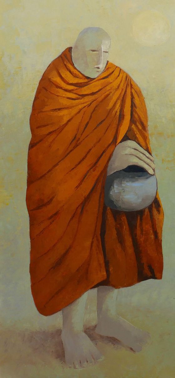 Monk walking for alms