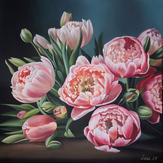 Peonies and tulips