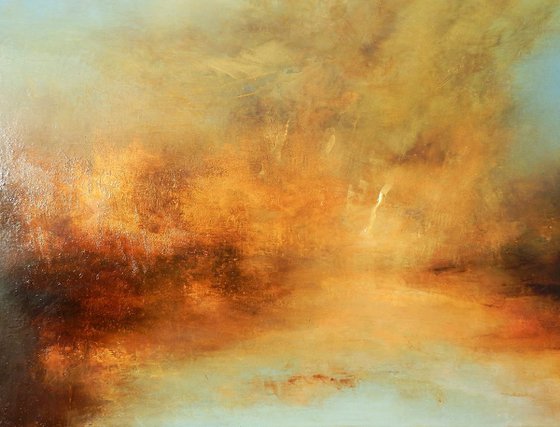 "My Way " gold, brown, copper large 100cm x 80cm x 2cm abstract painting