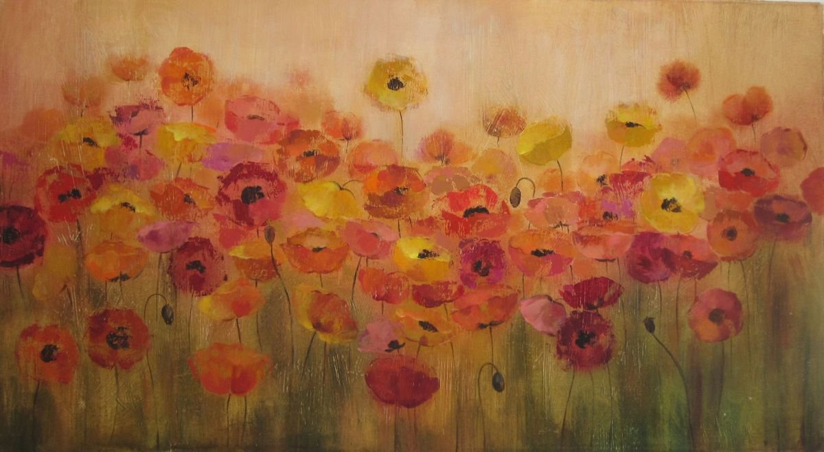  Field Of Poppies By Silvia Vassileva, 48 X 24, Artwork For Sale On Artfinder