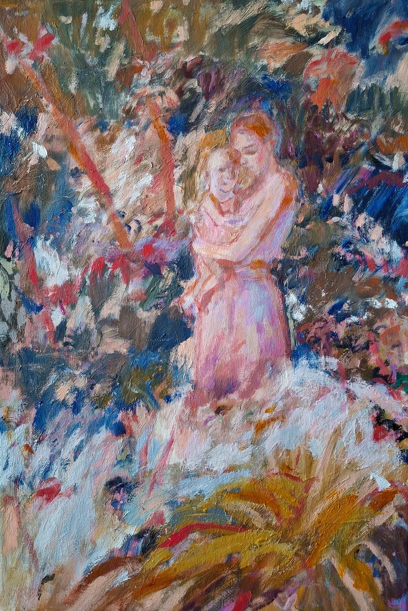 Impressionistic Portrait Oil Painting By Zuzana Petrakova, 16 X 24", Blue Summer Shades, Original Artwork