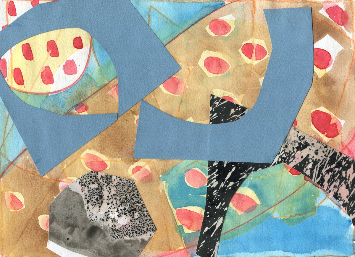 Abstract Landscape Collage By Elizabeth Anne Fox, 11 X 8, Ice Patterns 1, Original Artwork