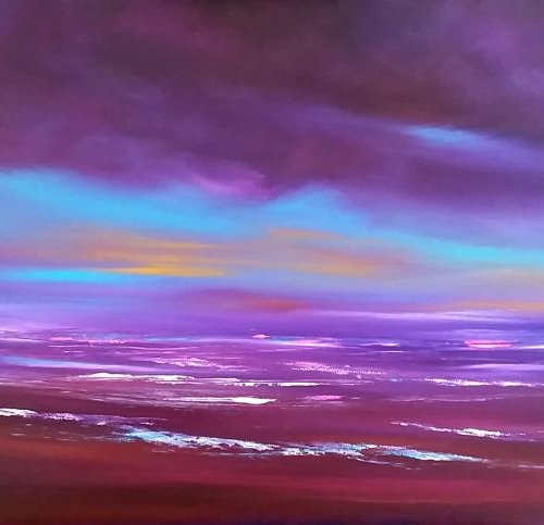Aqua Twilight  (Large Panoramic, XL, 120x50cm, seascape) by Mel Graham