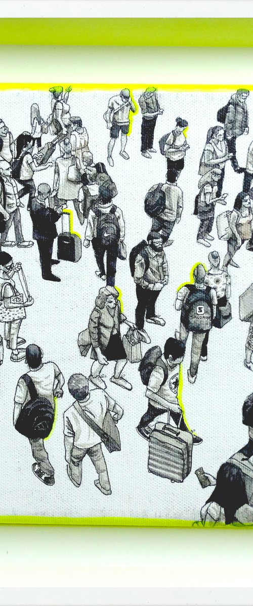 People Commuting Yellow Neon by Arturo Garcia de las Heras (Agheras73)