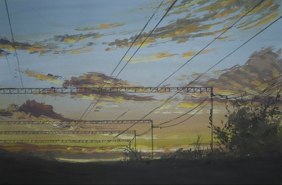 Autumn. Sunset in the village