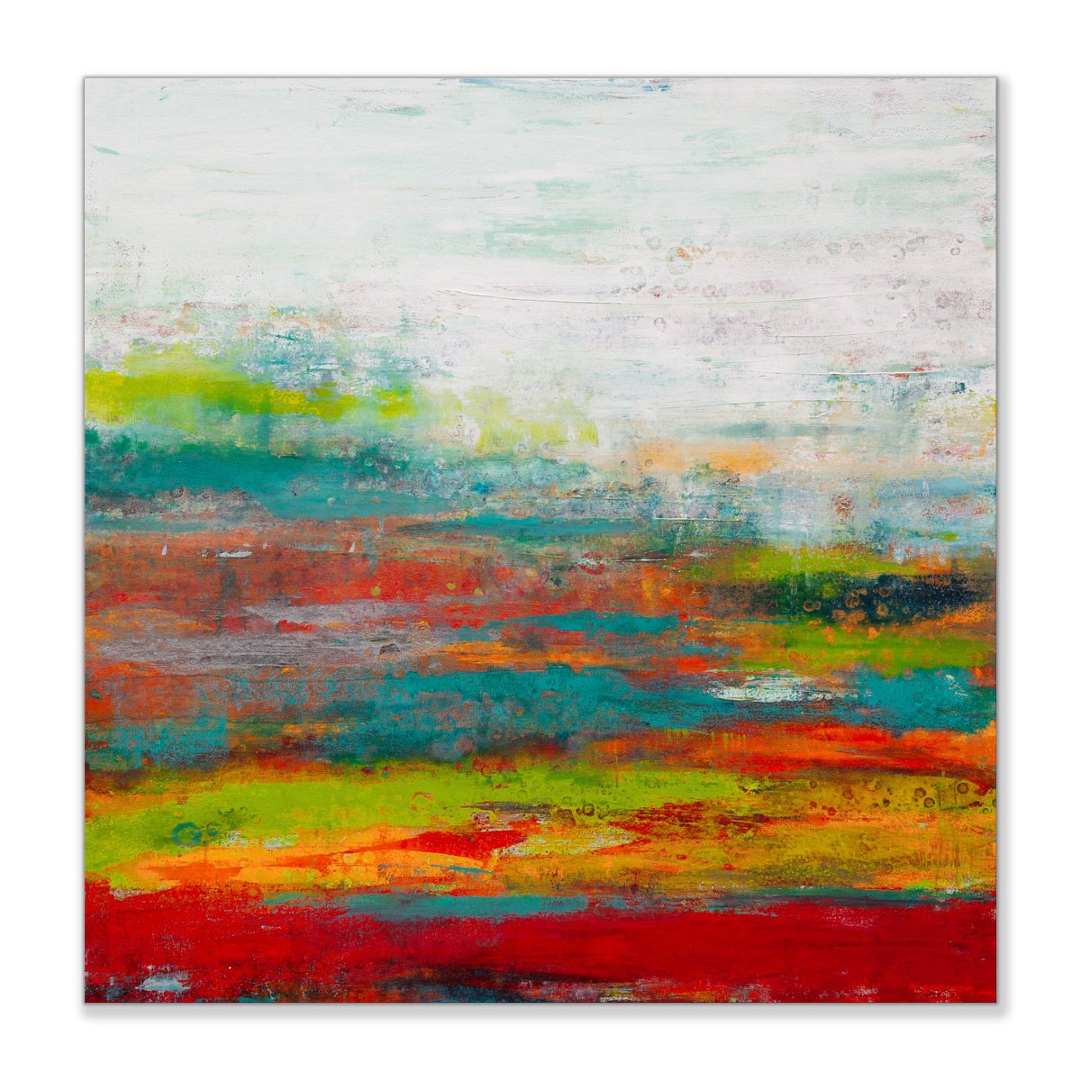 Abstract Acrylic Painting By Hilary Winfield, 48 X 48, Expanding Radiance, Original Artwork