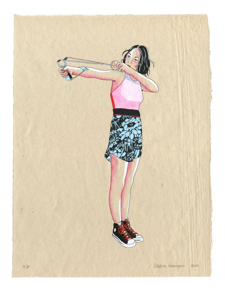 Illustrative Portrait Screenprint By Delphine Lebourgeois, 11 X 15, Shot At Love, Original Artwork