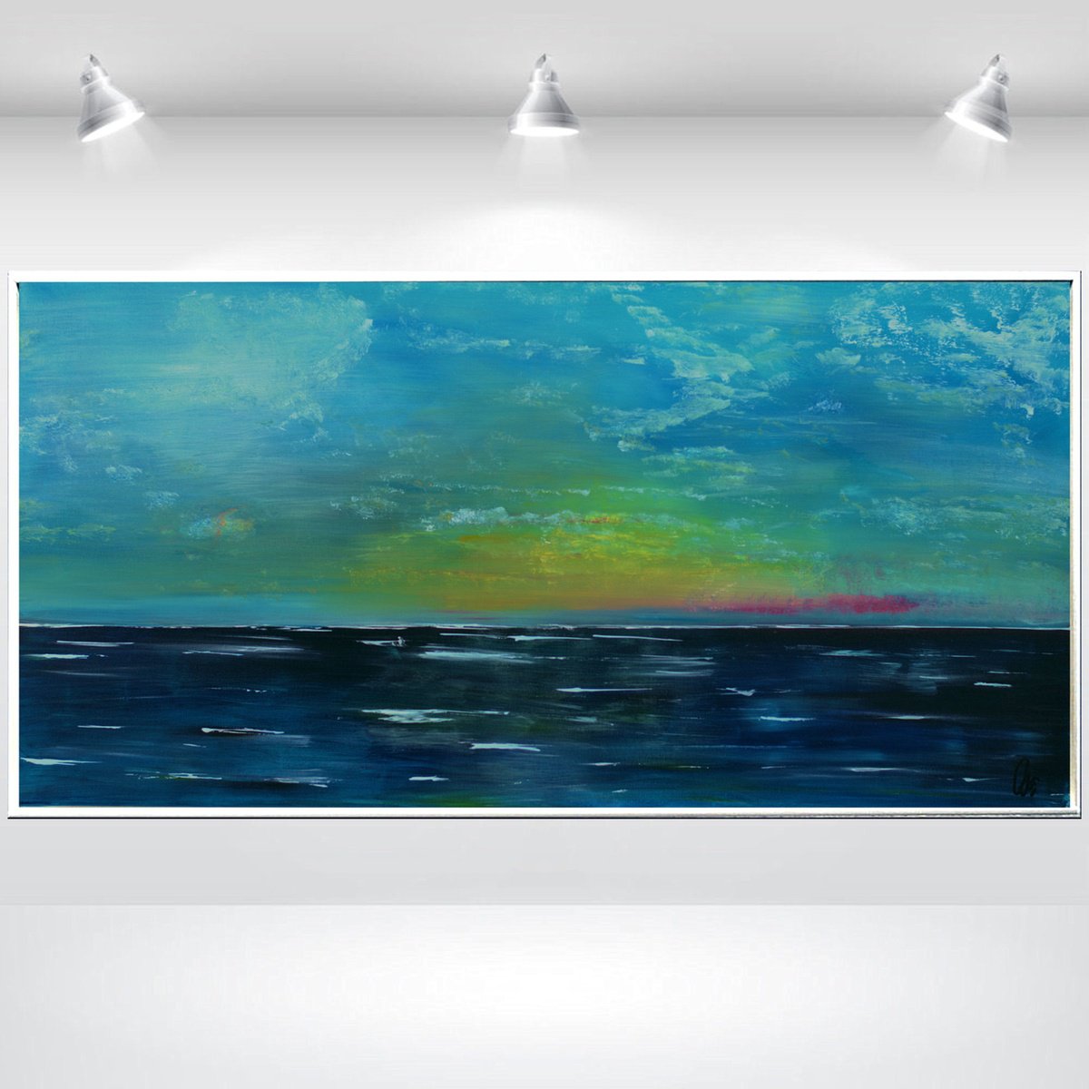 Abstract Acrylic Painting By Edelgard Schroer, 56 X 29, At The Coast, Original Artwork