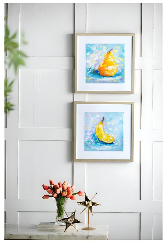 Pear and banana (diptych)
