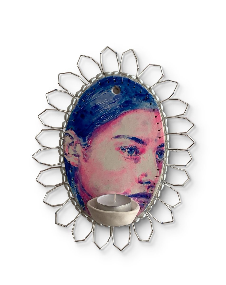 Portrait Sculpture By Alina Lobanova, 7 X 10, Illuminated Woman Face, Original Artwork