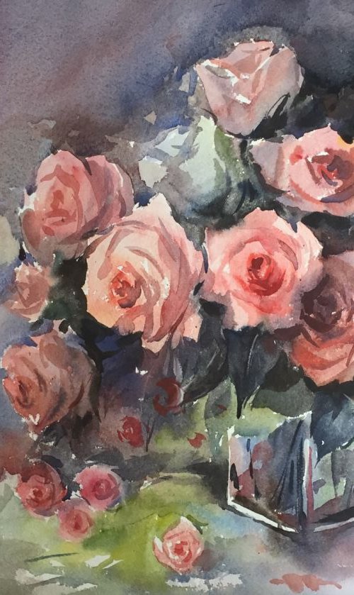 Vase of roses 10 by Jing Chen