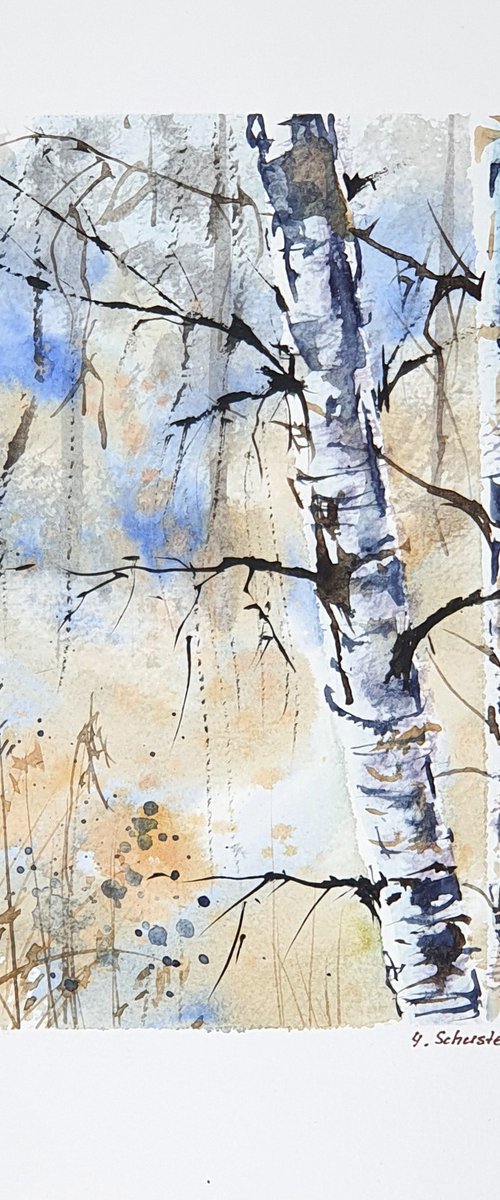 11/20 ORIGINAL WATERCOLOR painting. Trees series by Yulia Schuster